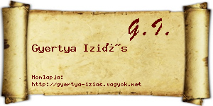 Gyertya Iziás névjegykártya
